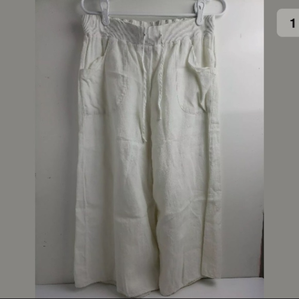 Chico's Sz 1 Culotte Linen White Gaucho Pants